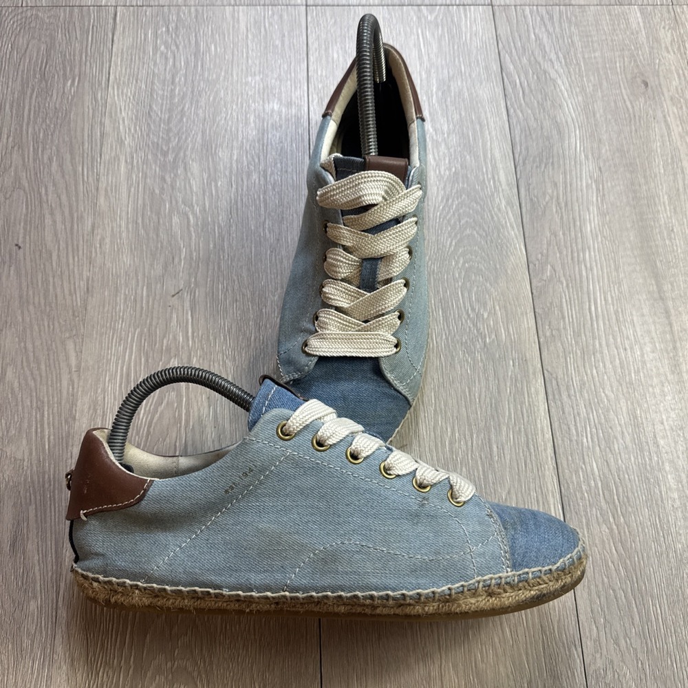 Coach Light Blue Denim and Brown Espadrille Sneakers